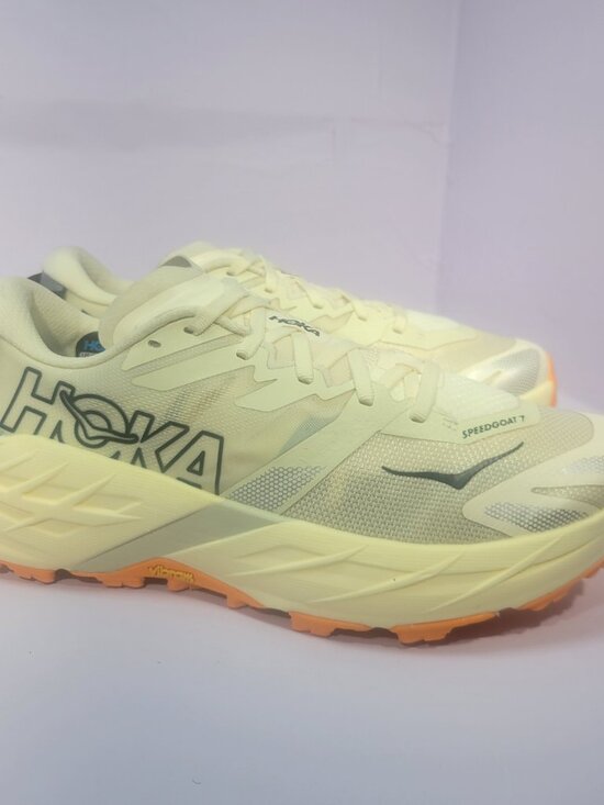 HOKA Speedgoat 7 Wide Men\'s Size 9 2E Vintage Yellow/Neon Flame Running Shoes main image 5